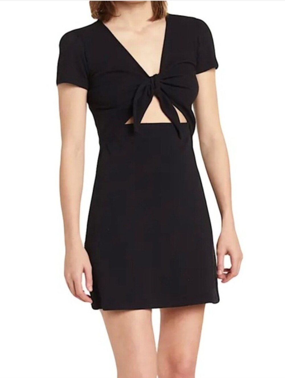 AboundโBlack Tie Front Rib Knit Dress Size XL